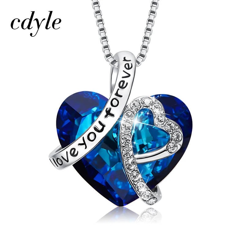 Cdyle женское ожерелье подвеска украшенная кристаллами в виде сердца подарок на