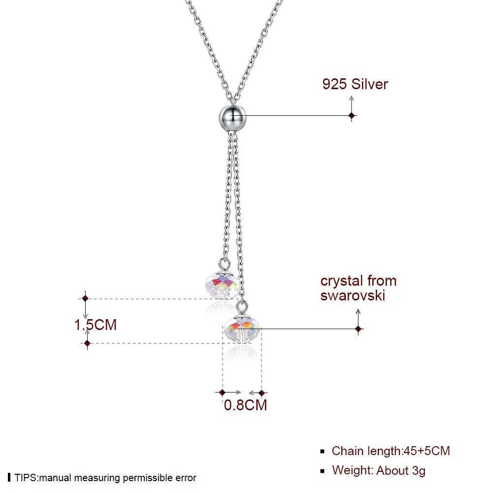 LEKANI кристаллами от Swarovski круглый кристалл кулон ожерелье стерлингового серебра