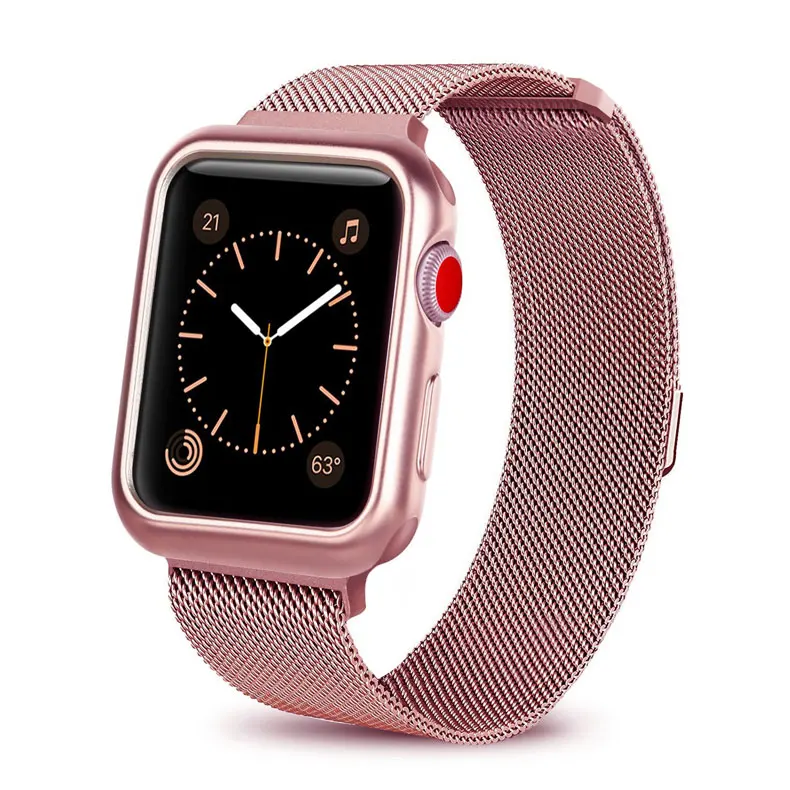 Миланская петля+ чехол для Apple Watch 44 мм 40 мм 38 мм 42 мм браслет из нержавеющей стали для iwatch серии 5 4 3 2 1 полосы