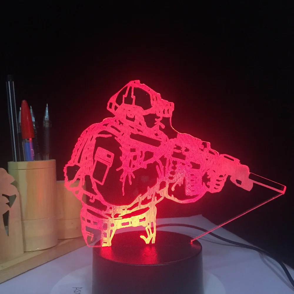 3D настольная лампа светодиодный новинка акриловый солдат моделирование USB