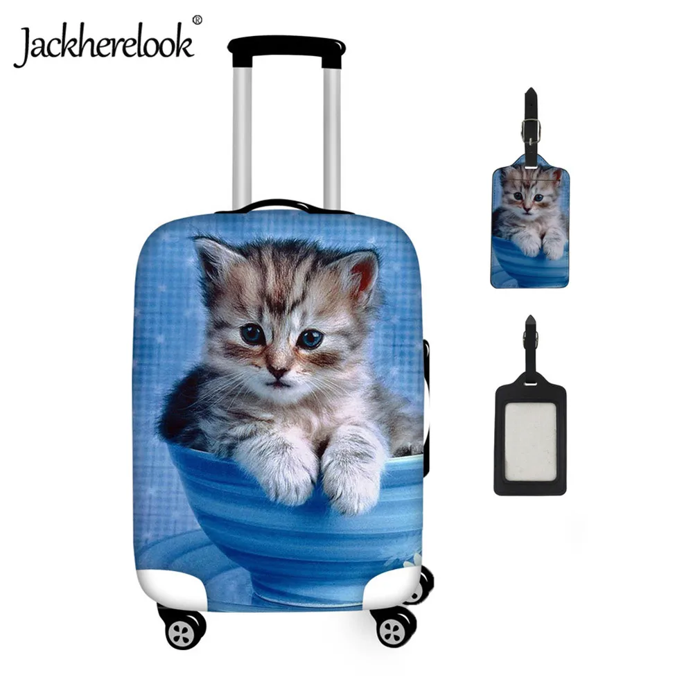 Jackherelook милый чехол для путешествий с изображением кота, чехол, толстый защитный дождевик для 18-30 дюймов, чехол на колесиках, бирки для багажа