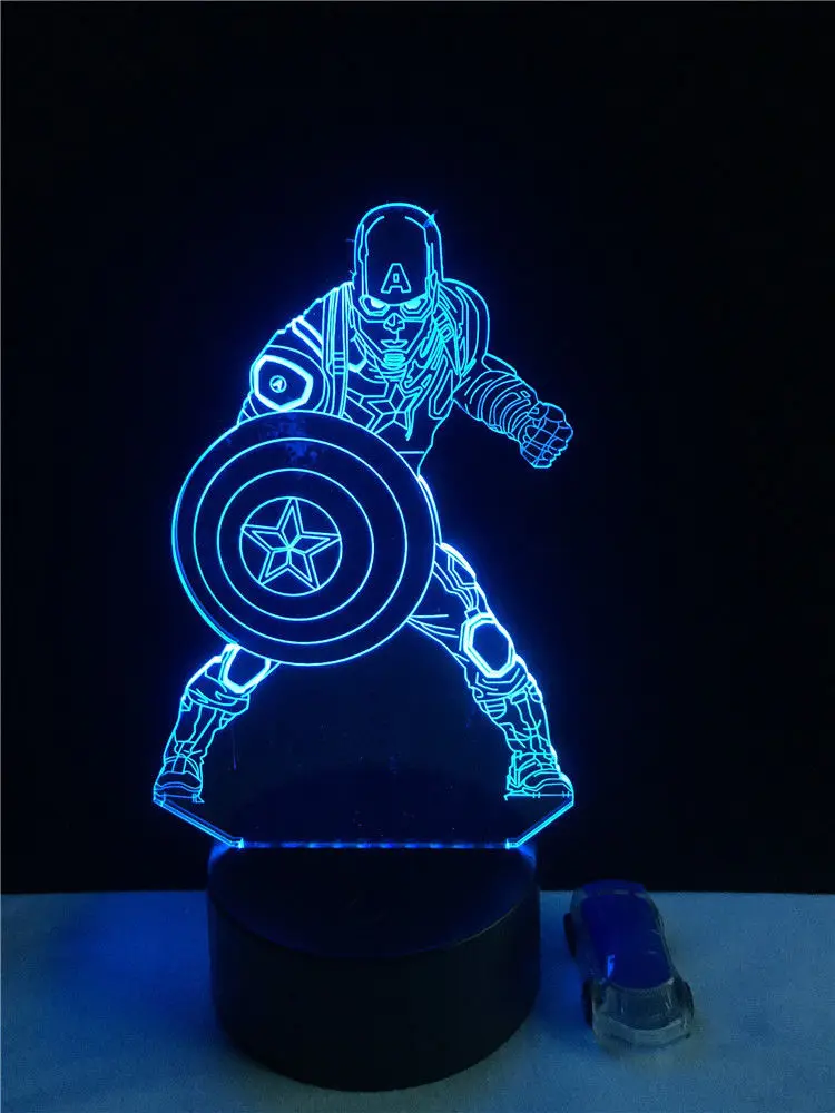 Спать lights rgb Капитан Америка рисунок 3D акриловые ночь с подсветкой 7 цветов