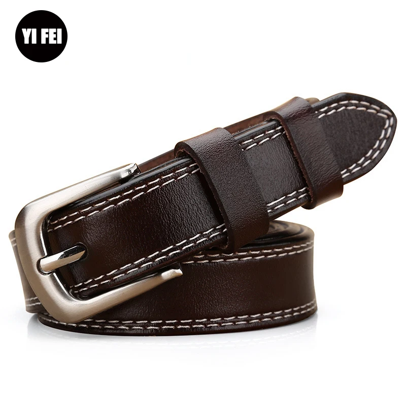

Free Shipping 2018 Belts For Women Good Quality Cow Genuine Leather Pin Buckle New Vintage Pattern Thin Female Belt