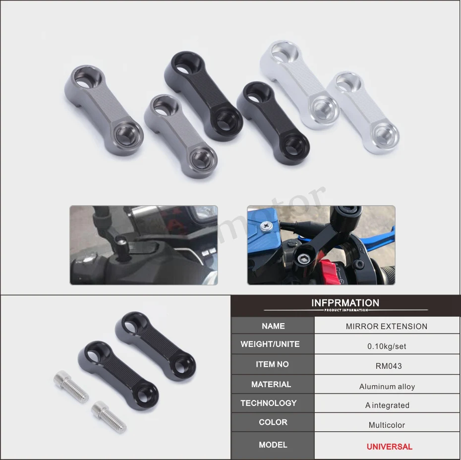 For Yamaha FZ-09 MT-09 Motorcycle Mirrors Extension Riser Extend Adapter Right Turning Bolts Size 10mm | Автомобили и мотоциклы