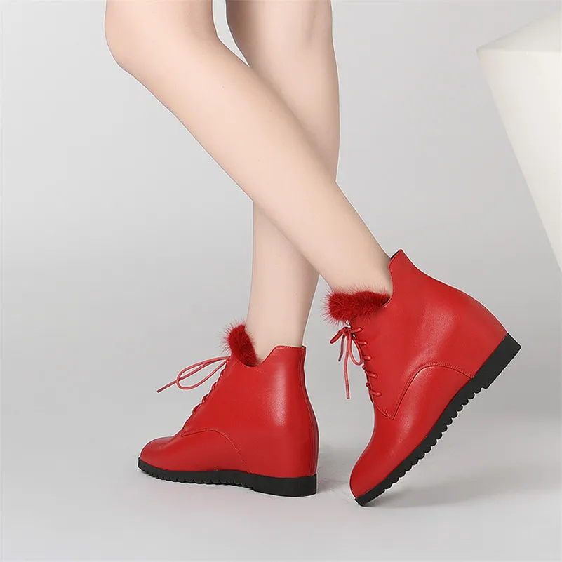 FEDONAS/модные женские ботильоны теплая женская обувь сезон осень зима на танкетке