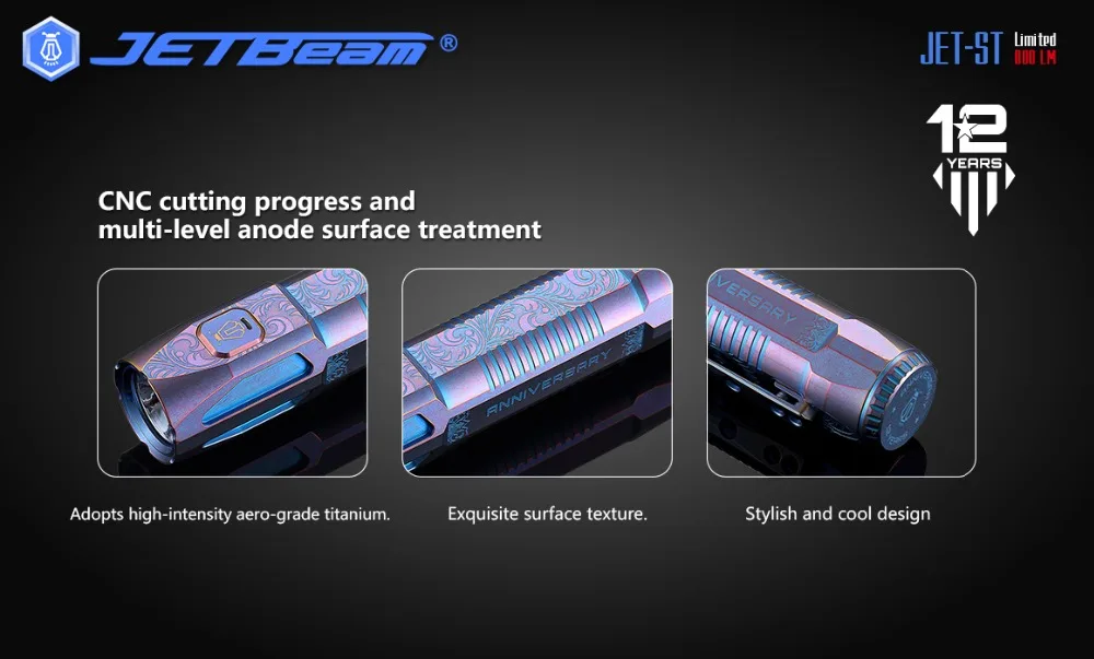 Jetbeam JET-ST CREE XP-L HI 800LM Ограниченная серия титановый фонарик