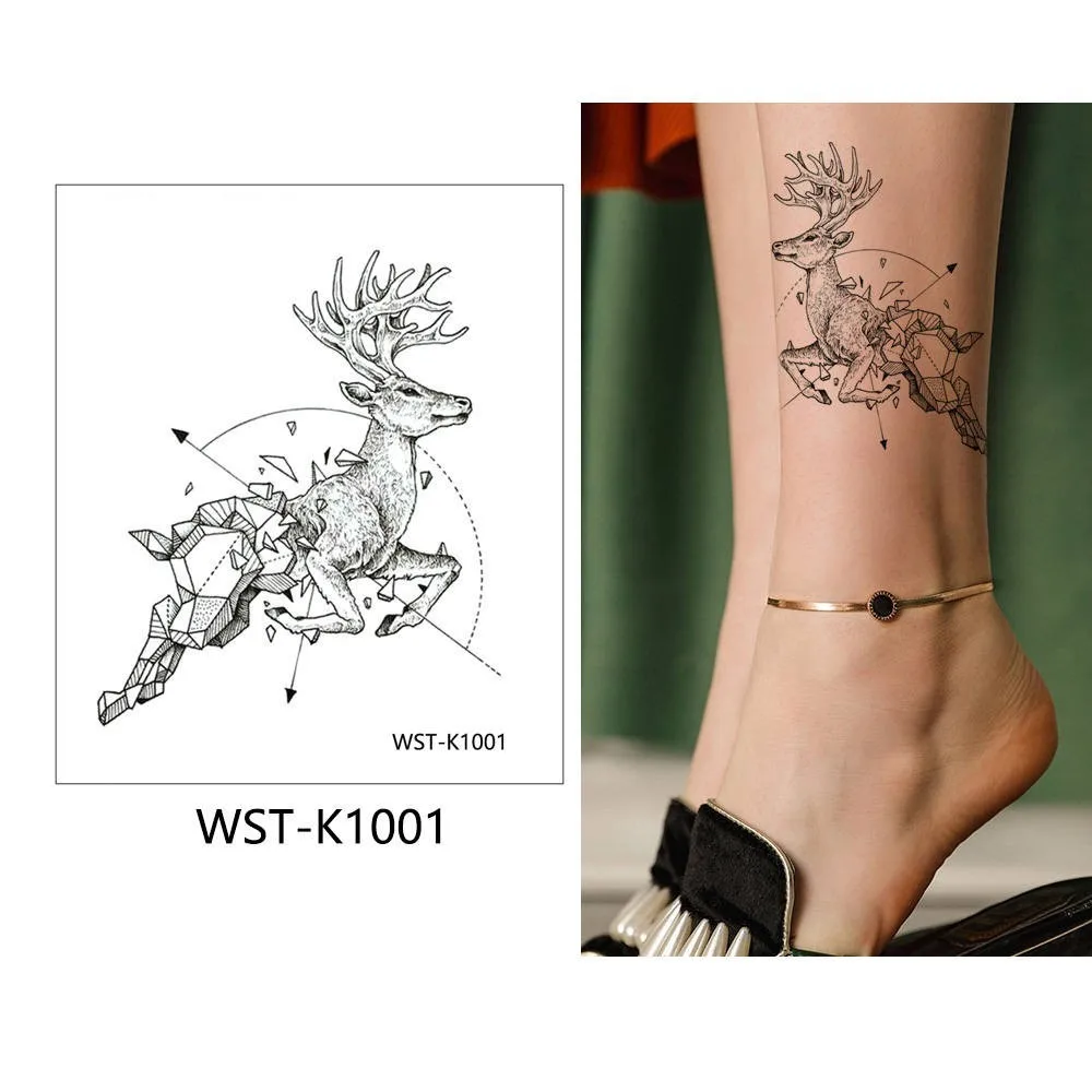 WST-K1001 Яркие 1 лист, цветные Временные татуировки, наклейки, поддельные татуировки, Модные животные, флеш-тату, водонепроницаемые, маленькие, боди-арт, для мужчин и женщин - Цвет: WST-K1001