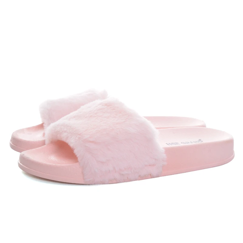 HEE GRAND/меховые тапочки обувь на платформе коллекция 2017 года женские зимние