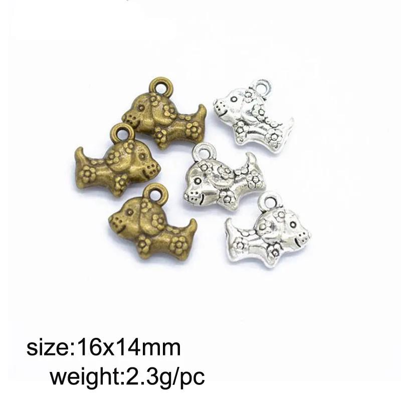 

20pcs 16x14mm Antique Bronze /Antique Silver Dog Charms Pendants