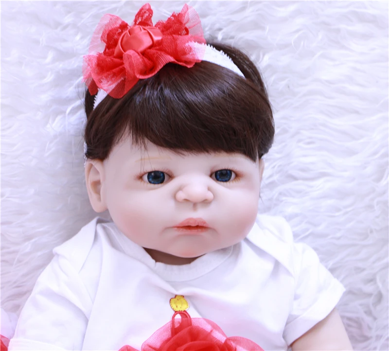 Милая силиконовая кукла reborn babies toys 22 &quot55 см голубые/коричневые глаза куклы