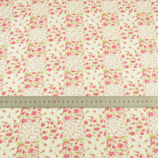 Little Red Flower and Green Leaves Design Tecido Patchwork Scrapbooking Cloth Home Textile Tissue Cotton Fabric Dolls Decoration | Дом и сад