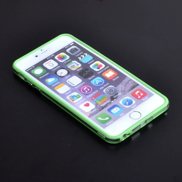 green Гибридная средняя Прозрачная защитная рамка Tpu бампер для Iphone 6 Plus/6s Plus 5," мягкий силиконовый бампер чехол - Цвет: green