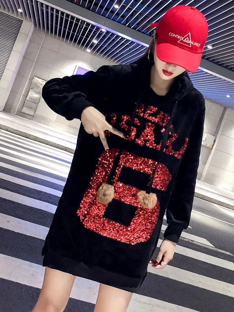 Женские толстовки с длинным рукавом хип хоп одежда модный мигающий топ буквенным