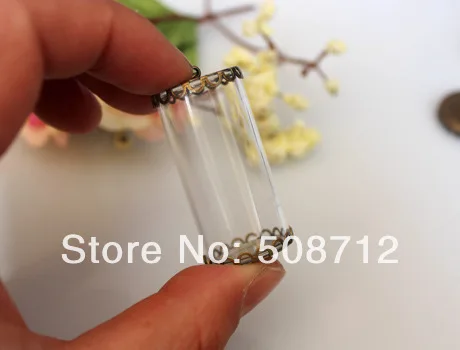 40X20 мм стеклянный тюбик бутылочка с двумя металлическими колпачками пузырьки для