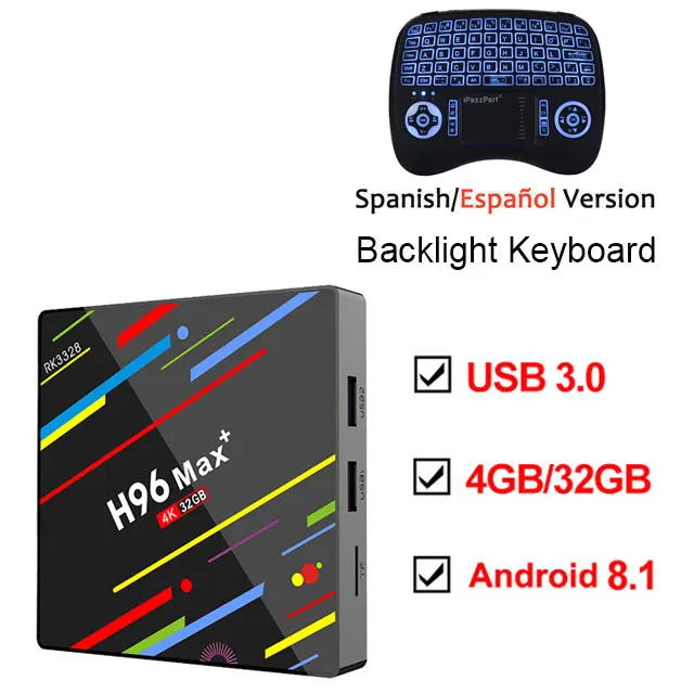 Android 8,1 Smart tv BOX H96 Max RK3328 4 ГБ 32 ГБ 2,4 ГГц Wifi 4K 3D Поддержка Google Play Store голосовой помощник Youtube телеприставка - Цвет: Add Backlight S 21TL