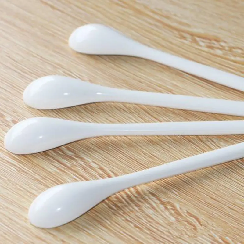 Mini Small White Rice Dessert Long Soup Children Spoon Set Ceramic Kitchen Table Tools Tableware Kids Gift Spoons F20173484 | Дом и сад