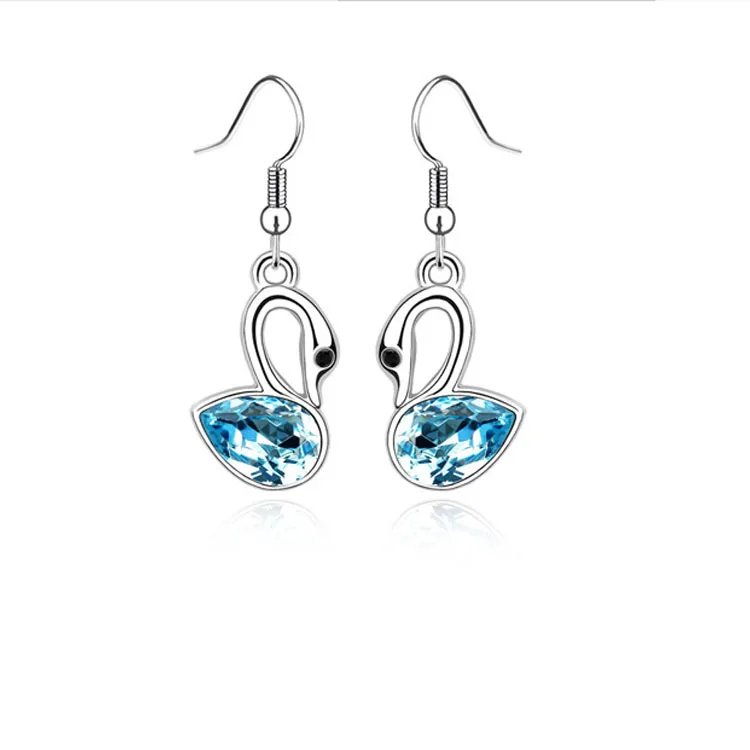Новинка 2015 оптовые продажи австрийский кристалл лебедь серьги-подвески