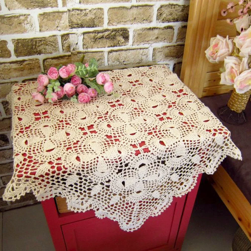 Винтаж ручной работы из хлопка вязаный крючком кружева небольшой скатерть диван