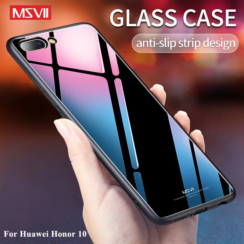 MSVII Cover For Huawei Honor 10 Case Slim Coque Honor10 Silicone Frame+ Mirror Glass Cases 5.84&quot |