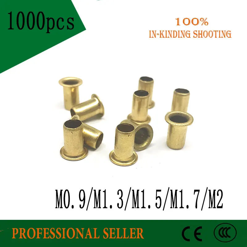 Заклепки 1000 шт. M0.9 M1.3 M1.5 M1.7 M2 медные бронзовые заклепки с отверстиями латунные