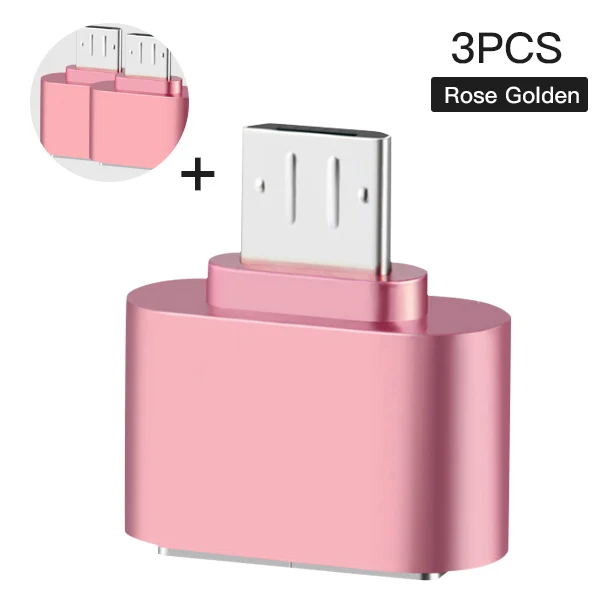 3PC rose gold ACCEZZ OTG адаптер Micro USB 2,0 разъем Смартфон Android для Xiaomi huawei LG USB диск флэш-Мышь Клавиатура OTG конвертер - Цвет: 3PC rose gold