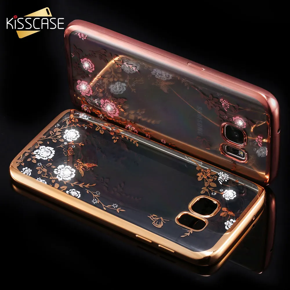 KISSCASE Алмазный чехол для samsung Galaxy A5 A3 A7 2016 роскошный блестящий цветочный Note 5 4 3