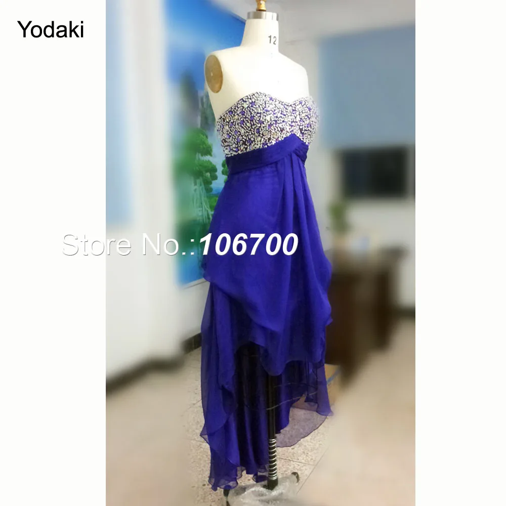 

vestido festa Free Shipping High Low Gown Short Front Long Back Sweetheart Hand Crystal Beading Pleat prom dresses