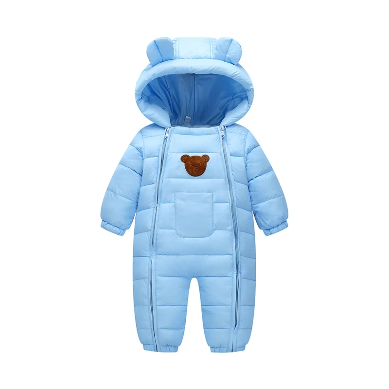 Sky blue Зимняя одежда для малышей; плотная теплая верхняя одежда; зимний комбинезон с капюшоном; Осенний комбинезон для мальчиков и девочек; детская одежда из полиэстера; CL5548 - Цвет: Sky blue
