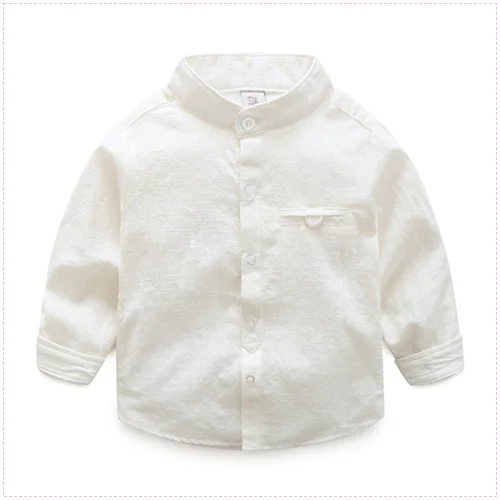 Детская рубашка из хлопка и льна с длинными рукавами весна 2019 для мальчиков