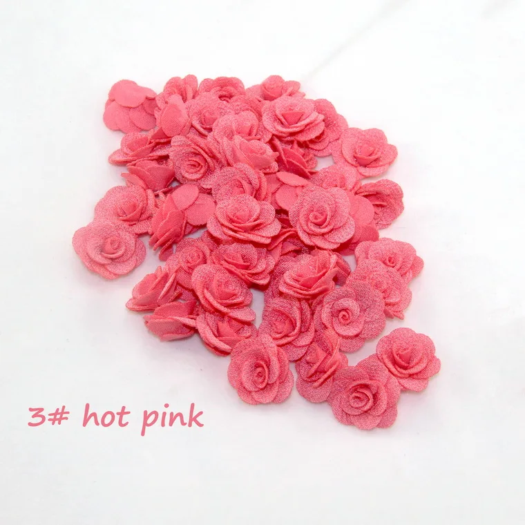 3 hot pink 24 шт./пакет искусственная Камелия цветок 2,5 см Шифоновый Цветок для волос DIY принадлежности Свадебный букет домашнее украшение - Цвет: 3 hot pink