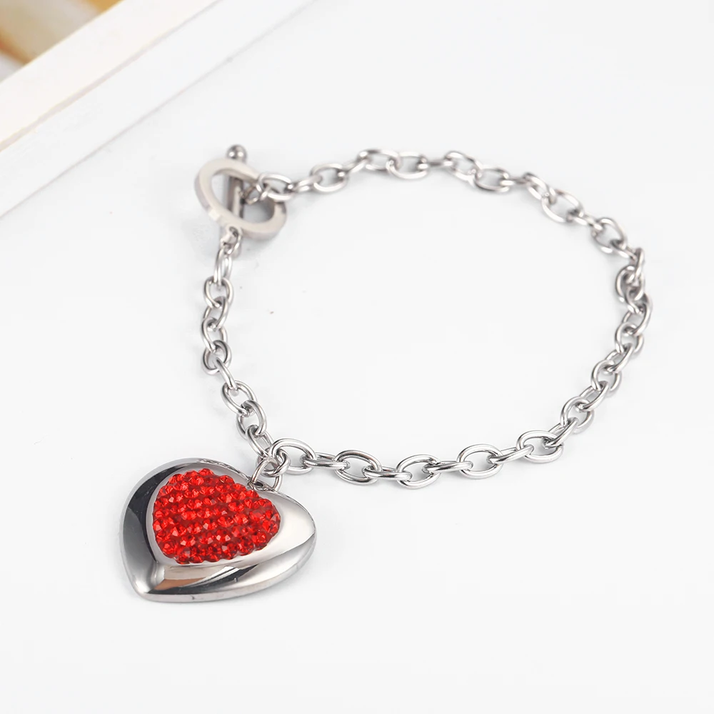 Ожерелье и серьги OUFEI из нержавеющей стали в форме сердца браслет женские модные