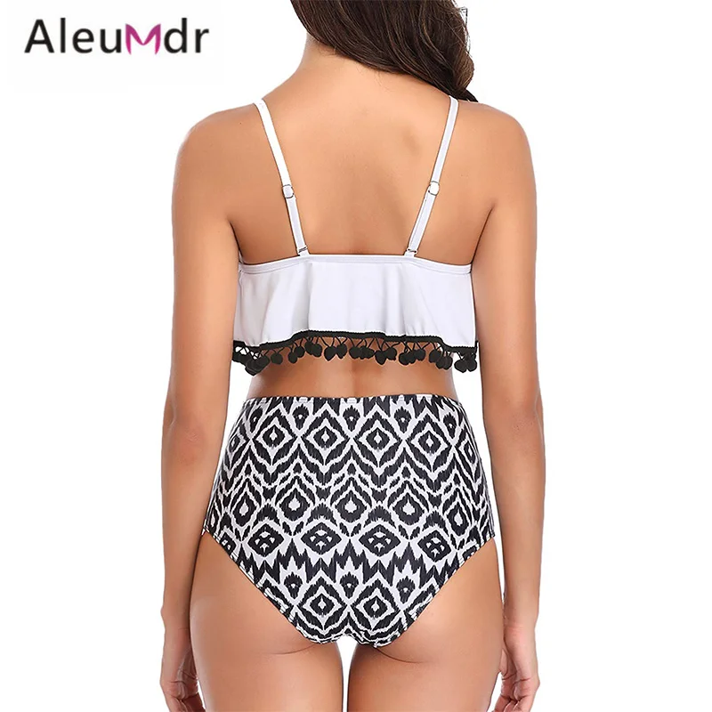 Aleumdr Новый Купальники для малышек Женский Черный Принт Высокая талия Купальник