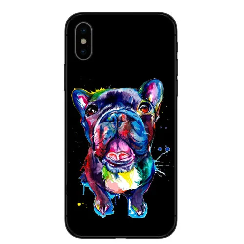 TPU Casos de telefone Buldogue Frances Arte Para iphone X XR XS MAX 8 7 6 5 4 Бостон-терьер собака Роза силиконовый Suave Fundas Coque - Цвет: TPU
