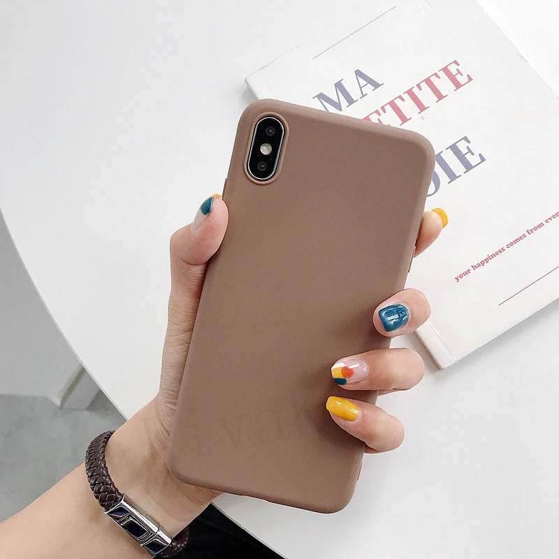Однотонный силиконовый чехол s для iphone XR X XS Max 11 Pro 6 6S 7 8 Plus 5 5S SE чехол карамельный цвет мягкий простой чехол для телефона