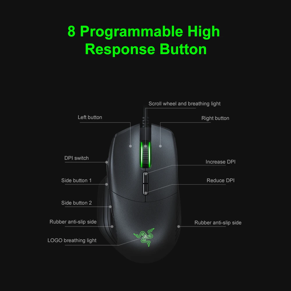 Мышь Компьютерная Razer Basilisk Essential Проводная игровая 6400DPI 8 программируемых