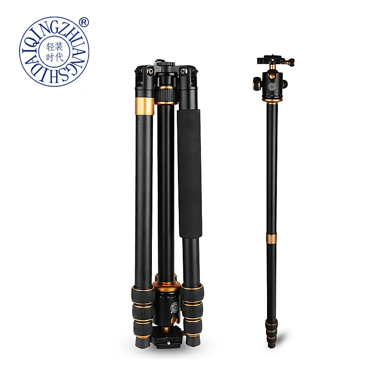 QZSD-Q1088 Professional DSLR Camera stand Aluminum Alloy Tripod 15kg Load with Ball Head Monopod Tripe Para Accessories |