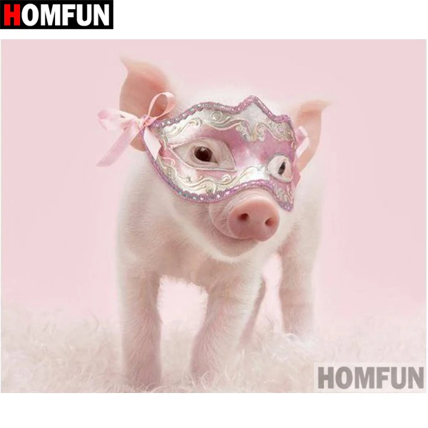 Бургундия HOMFUN полная квадратная/круглая дрель 5D DIY Алмазная картина "Животные СВИНЬЯ" вышивка крестиком 5D домашний Декор подарок A07954 - Цвет: Бургундия