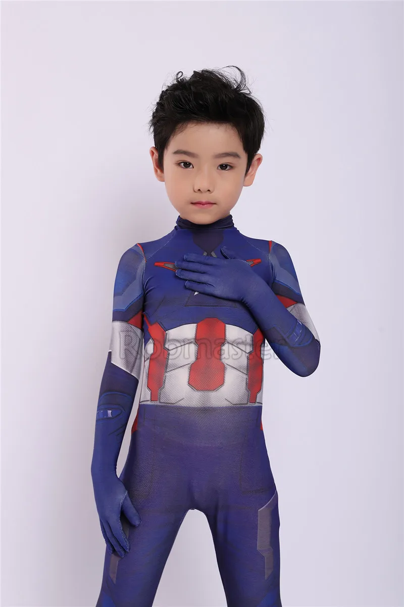 Newest Children Avengers Endgame Captain America Cosplay Costume for Boys Superhero Zentai Bodysuit Suit Jumpsuits Full Set