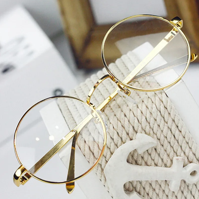 Круглые золотые прозрачные очки для близорукости женские и мужские оправа очков