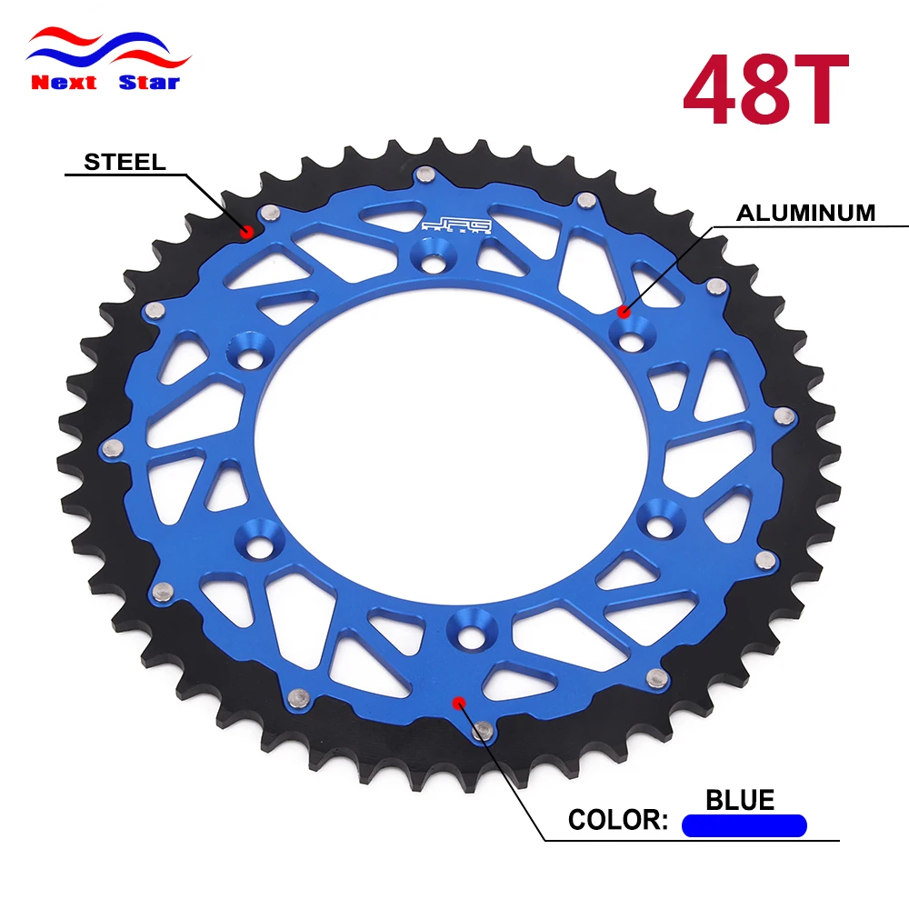 48T Blue Мотоцикла заднее зубчатое колесо для цепи для YAMAHA YZ TT-R WR 125 250 426 450 125L 125M 125T 250F-N 230T 230V 426M 426N 450V 450F 450Z - Цвет: 48T Blue