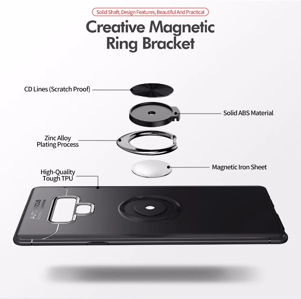 Чехол для телефона KEYSION с кольцом-держателем Samsung Galaxy Note 9 | Мобильные телефоны и