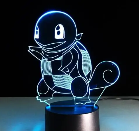 Pokemon 7 Bulbasaur 3D RGB лампа Pokemon Go экшн-фигурка визуальная Иллюзия светодиодный Праздничный Рождественский подарок Ночной светильник Прямая поставка Детский подарок - Испускаемый цвет: Pokemon 7