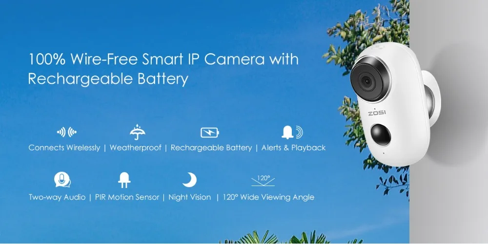 ZOSI безпроводная аккумуляторная батарея IP Wifi камера 720P наружная внутренняя Водонепроницаемая IP65 CCTV камера безопасности широкий обзор