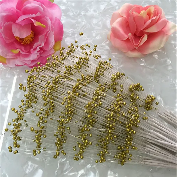 Gold 10 шт. 2 мм DIY искусственные жемчужные бусы Цветы Искусственный Букет невесты жемчуг бисером свадебные украшения струны вечерние реквизит домашний декор - Цвет: Gold