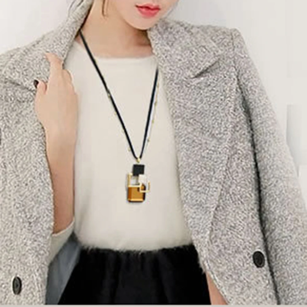 Свитер Очаровательное ожерелье Женская модная подвеска с кристаллами длина