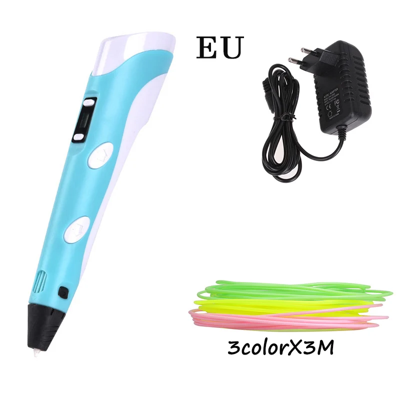 EU blue Rovtop 3D печатная Ручка DIY 3D Ручка красочная креативная игрушка подарок для детей дизайн рисунок 3D печать Ручка накаливания - Цвет: EU blue