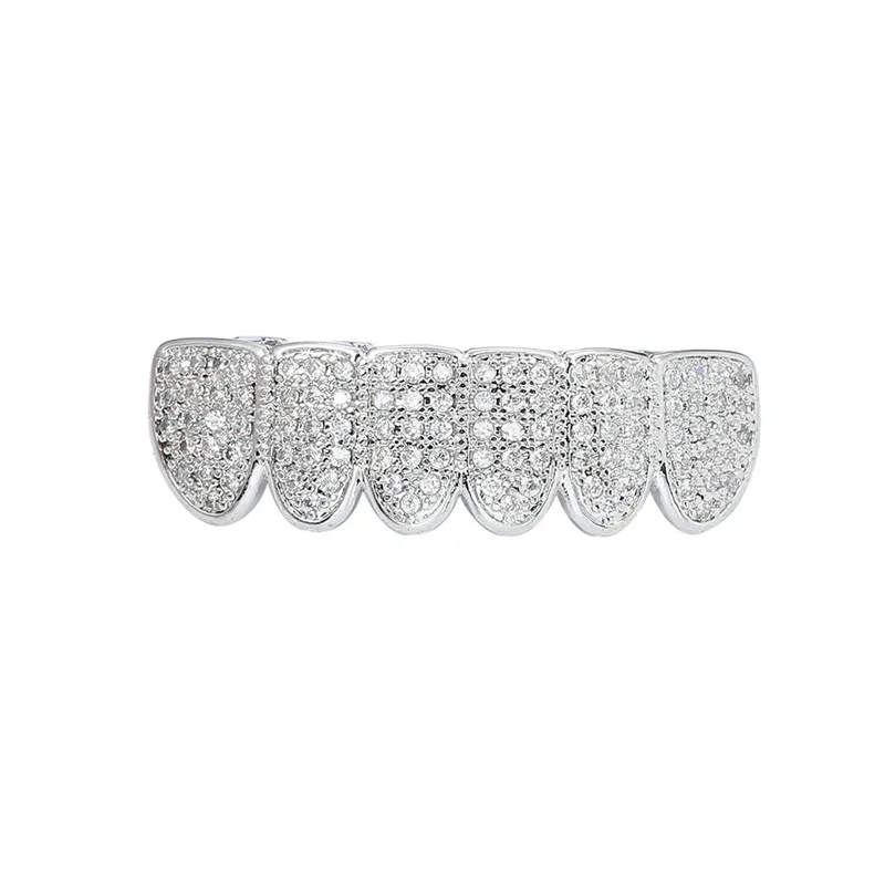Хип-хоп ЗУБЫ Grillz Iced Out AAA циркон Топ и низ зуб набор для мужчин и женщин подарки 2 цвета модные Grillz ювелирные изделия