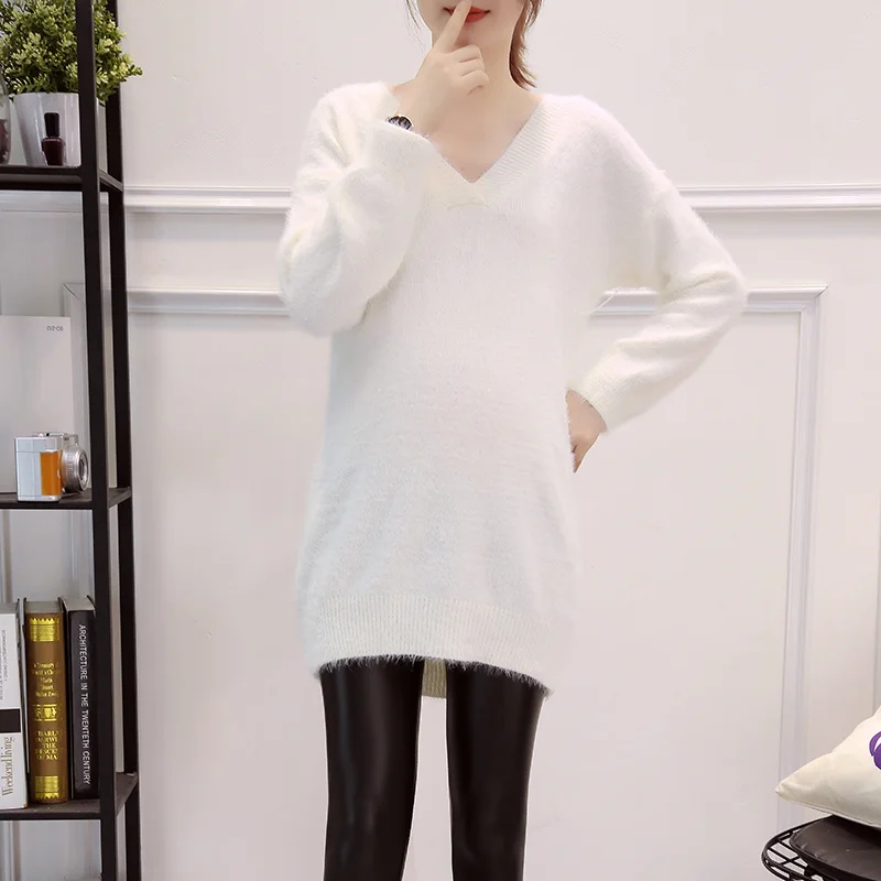 Сексуальный женский свитер с v образным вырезом для беременных зимний женщин