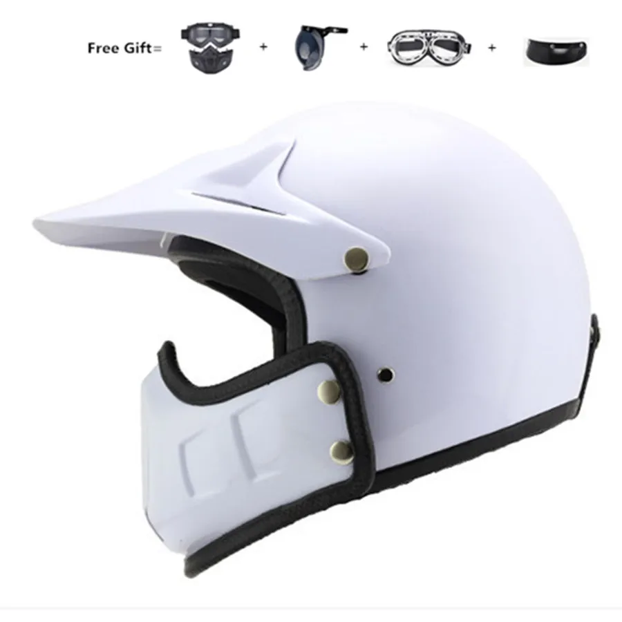 Motorcycle Vespa Helmet Vintage Open Face 3/4 Helmet Inner Visor Motocross Jet Retro Capacete Casque Moto Helmet Dot  White