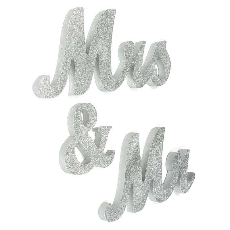 Деревянный Свадебный знак Mr& Mrs, золотой Блестящий Свадебный знак с буквами, настольный знак, милые украшения стола для Значки для вечеринки, художественное ремесло из дерева